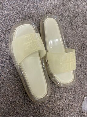 Tory Burch Cream Jelly Slide Sandals